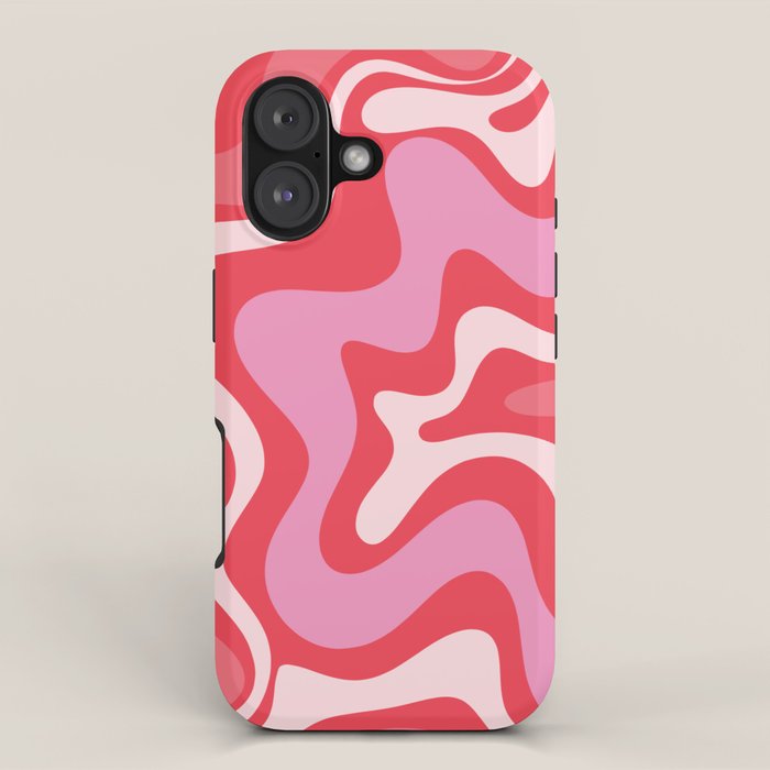 Retro Liquid Swirl Abstract Pattern Cherry Red Pink Iphone Case