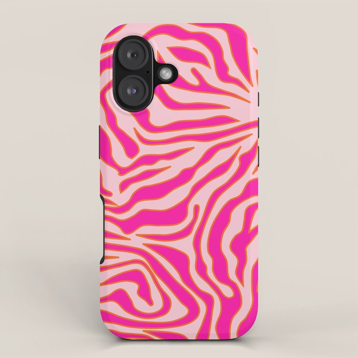 Zebra Print Pink And Orange Zebra Stripes Wild Animal Print Preppy Decor Modern Zebra Pattern Iphone Case