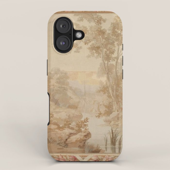 Antique 18th Century French Aubusson Pastel Verdure Tapestry Iphone Case