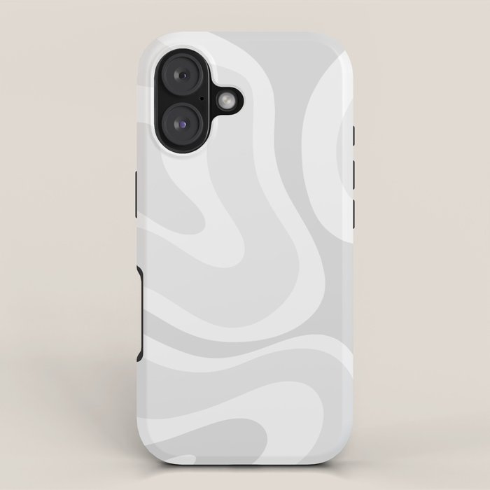 Modern Retro Liquid Swirl Abstract In Pale Grey Iphone Case