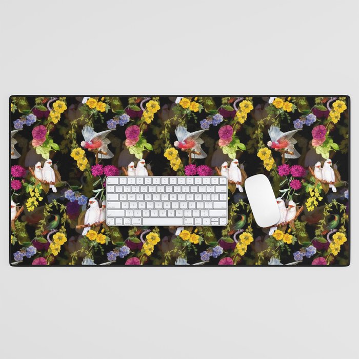 Vintage & Shabby Chic - Tropical Night Bird Flower Garden Desk Mat