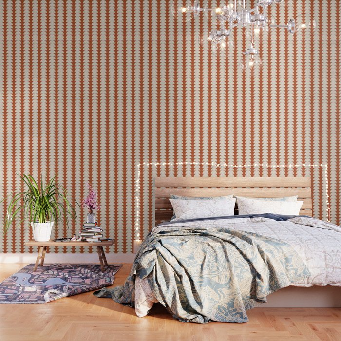 Maude Pattern - Vintage Orange Wallpaper