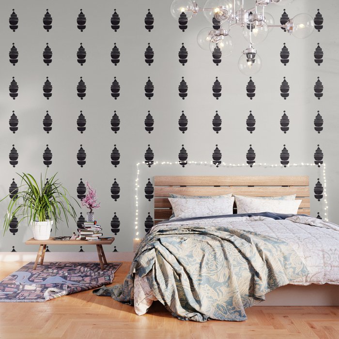 Black & White Minimalist Mid Century Paper Collage Funky Black Ink Tribal Geometric By Ejaaz Haniff Wallpaper