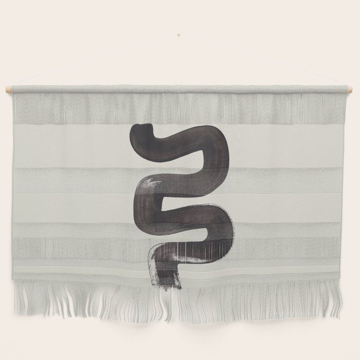 Black & White Minimalist Abstract Shapes Patterns Black Ink Painting Wall Hanging