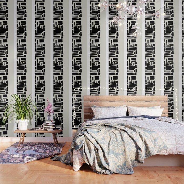 Black & White Minimalist Abstract Shapes Patterns Black Ink Painting Wallpaper