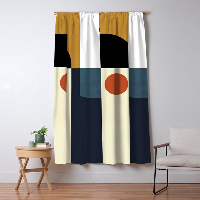Mid Century Abstract Shapes Fall Winter 4 Window Curtain