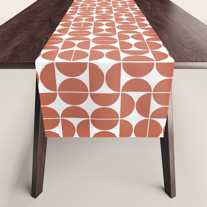 Mid Century Modern Geometric 04 Terracotta Table Runner