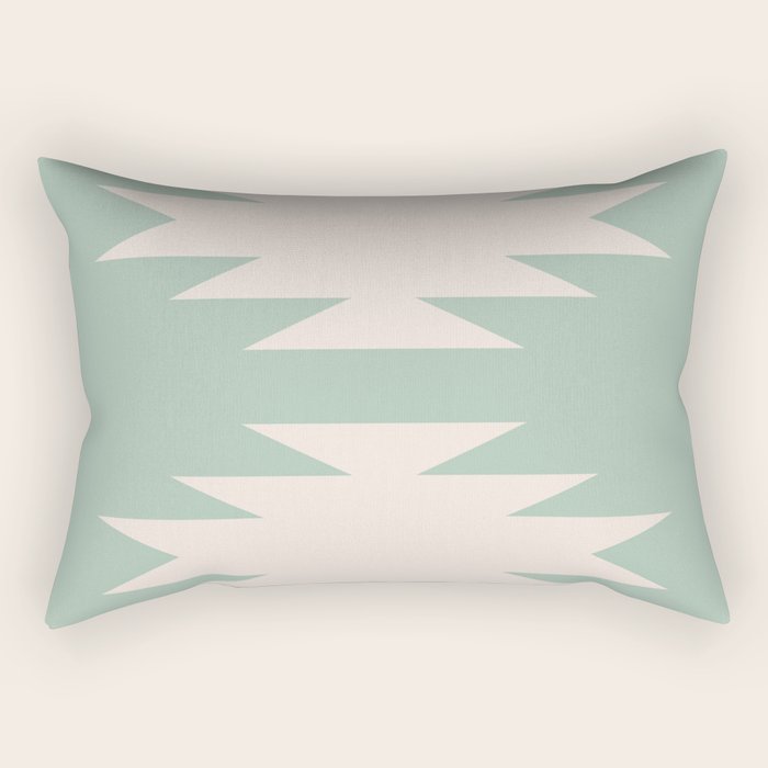 Geometric Southwestern Minimalism - Neutral Sage Green Rectangular Pillow