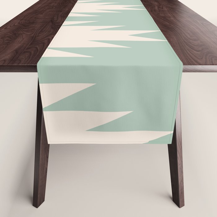 Geometric Southwestern Minimalism - Neutral Sage Green Table Runner