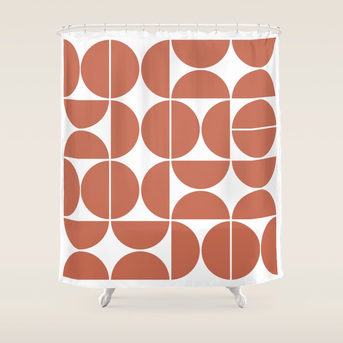Mid Century Modern Geometric 04 Terracotta Shower Curtain