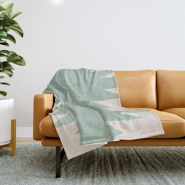 Geometric Southwestern Minimalism - Neutral Sage Green Throw Blanket