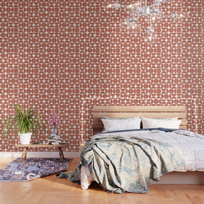 Mid Century Modern Geometric 04 Terracotta Wallpaper