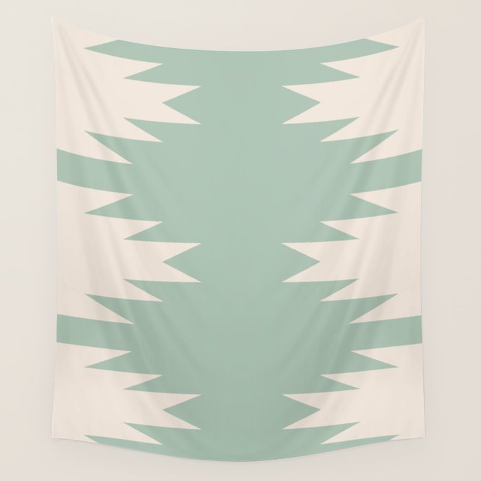 Geometric Southwestern Minimalism - Neutral Sage Green Wall Tapestry