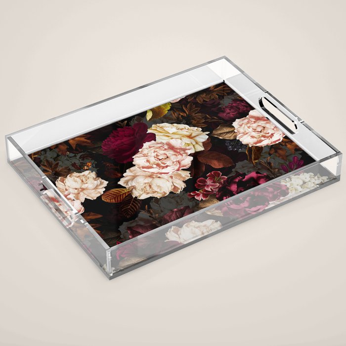 Vintage & Shabby Chic - Midnight Rose And Peony Garden Acrylic Tray