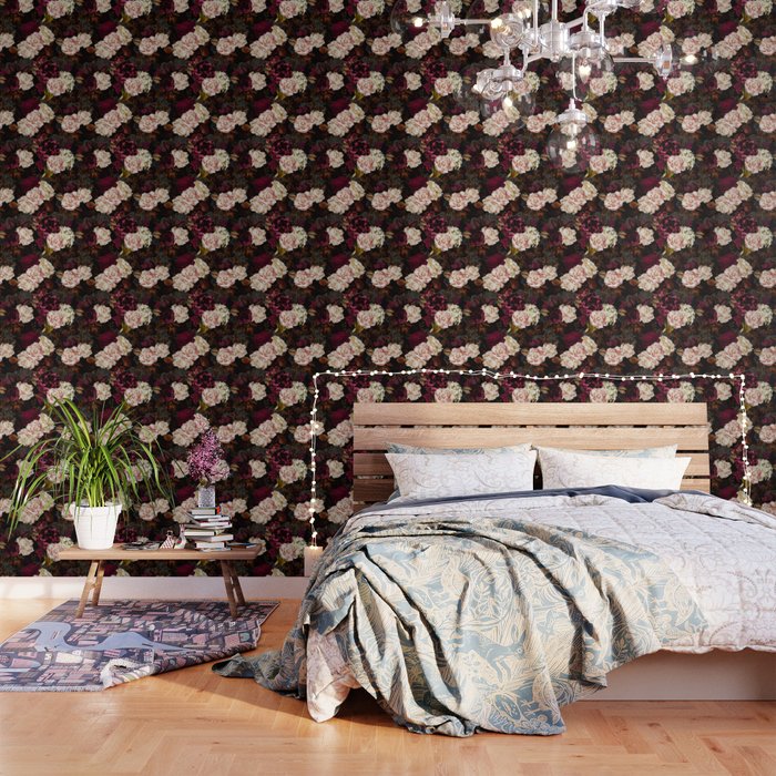 Vintage & Shabby Chic - Midnight Rose And Peony Garden Wallpaper