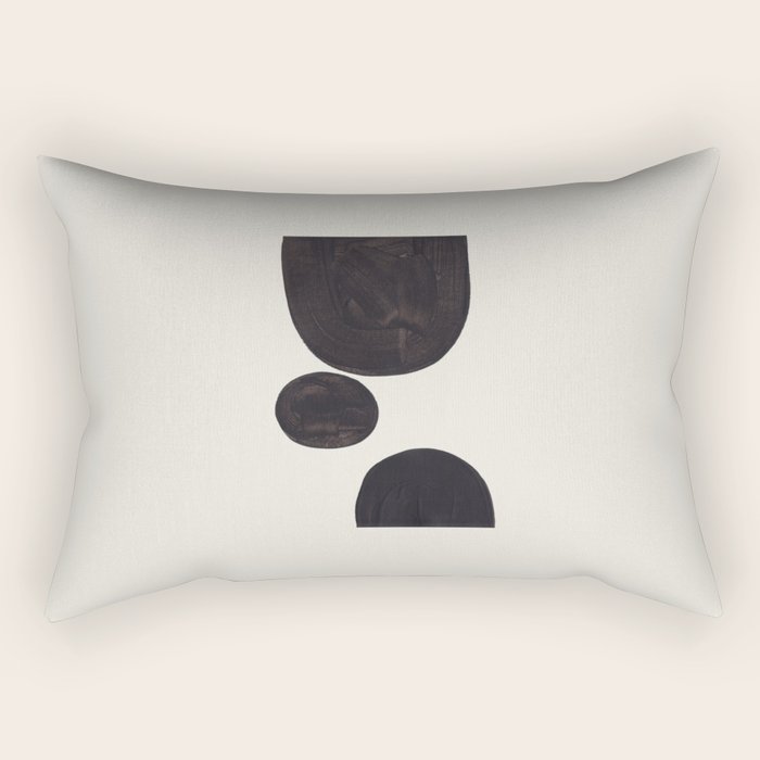 Black & White Minimalist Abstract Shapes Patterns Black Ink Painting Rectangular Pillow