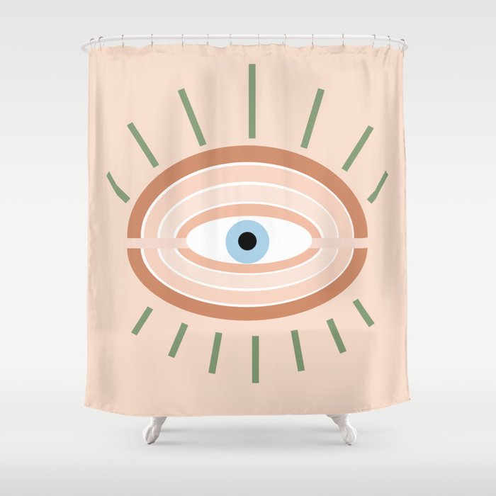 Retro Evil Eye - Neutrals Shower Curtain