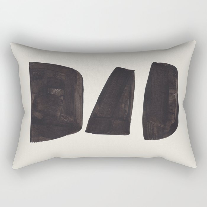 Black & White Minimalist Abstract Shapes Patterns Black Ink Painting Rectangular Pillow