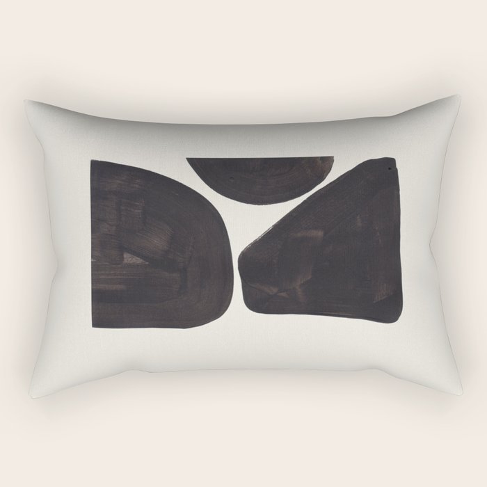 Black & White Minimalist Abstract Shapes Patterns Black Ink Painting Rectangular Pillow