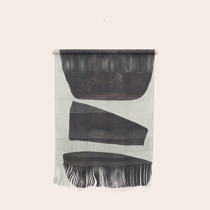 Black & White Minimalist Abstract Shapes Patterns Black Ink Painting Wall Hanging