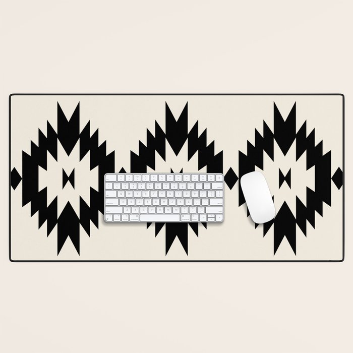 Southwestern Minimalism - Black Neutral Beige Desk Mat