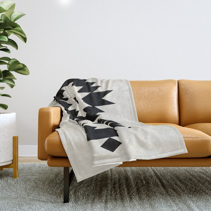 Southwestern Minimalism - Black Neutral Beige Throw Blanket