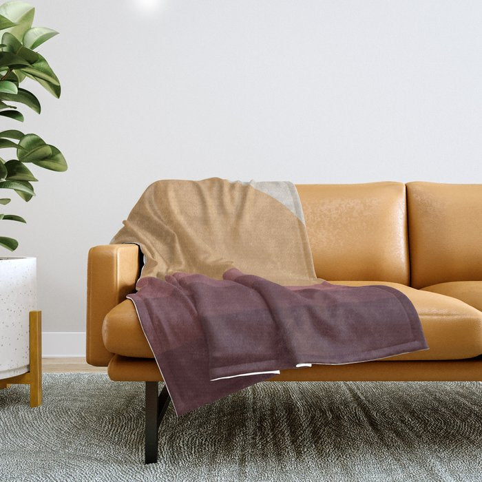 Minimal Retro Sunset Sunrise - Burgundy Ruby Red Throw Blanket