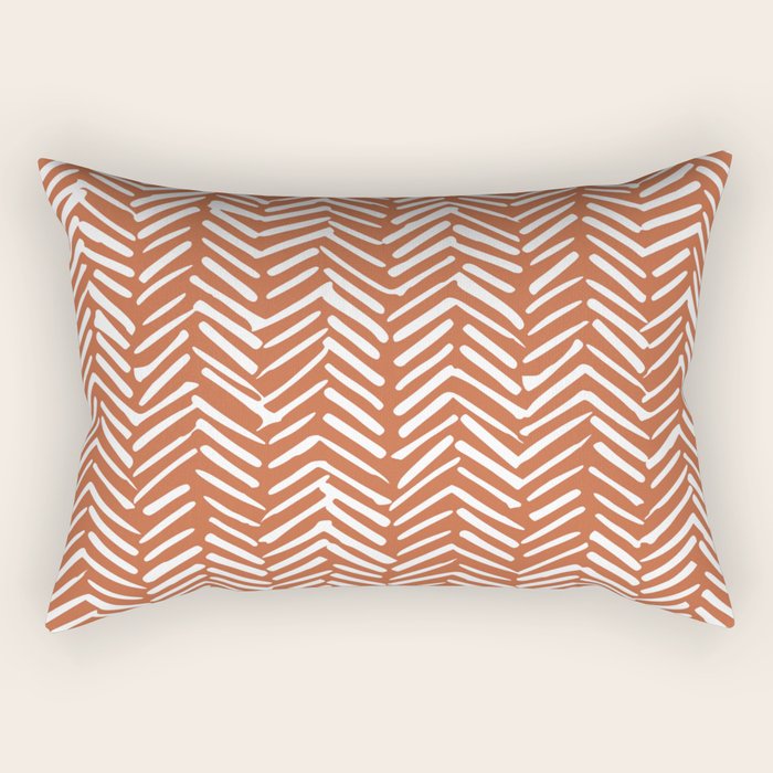 Boho, Abstract, Herringbone, Pattern, Terracotta Rectangular Pillow