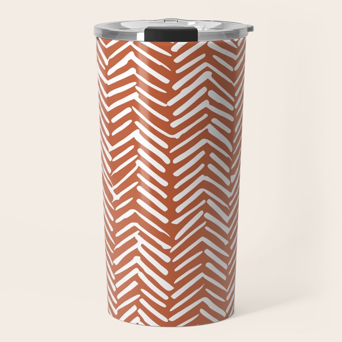 Boho, Abstract, Herringbone, Pattern, Terracotta Travel Mug