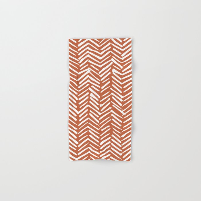 Boho, Abstract, Herringbone, Pattern, Terracotta Bath Towel
