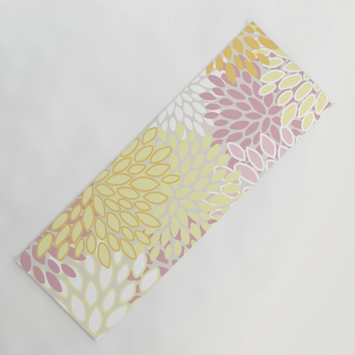 Floral Prints, Soft, Yellow And Pink, Design Prints Yoga Mat