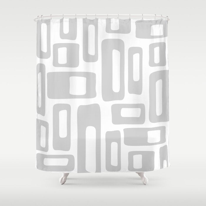 Retro Mid Century Modern Abstract Pattern 731 Winter Gray Shower Curtain