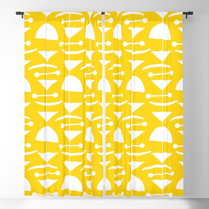 Retro Mid Century Modern Abstract Mobile 652 Yellow Window Curtain