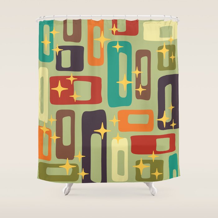 Retro Mid Century Modern Abstract Pattern 225 Shower Curtain