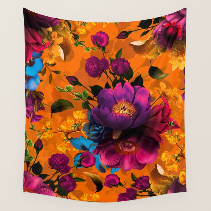 Vintage & Shabby Chic - Midnight Tropical Garden Wall Tapestry