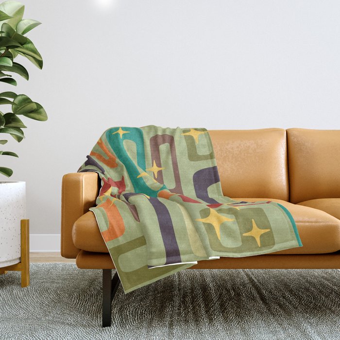 Retro Mid Century Modern Abstract Pattern 225 Throw Blanket