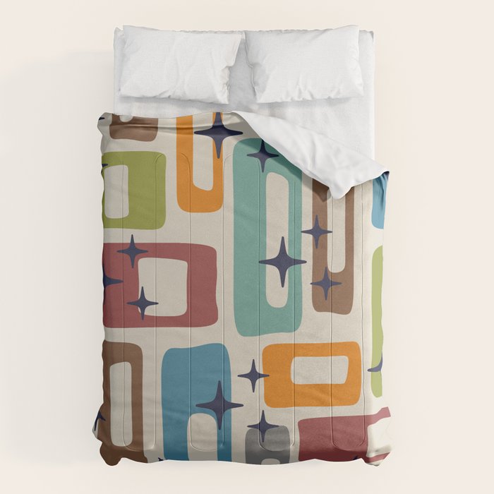 Retro Mid Century Modern Abstract Pattern 224 Atomic Googie Comforter