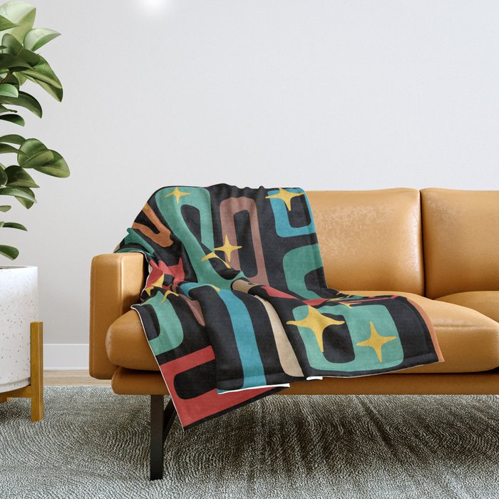 Retro Mid Century Modern Abstract Pattern 223 Throw Blanket