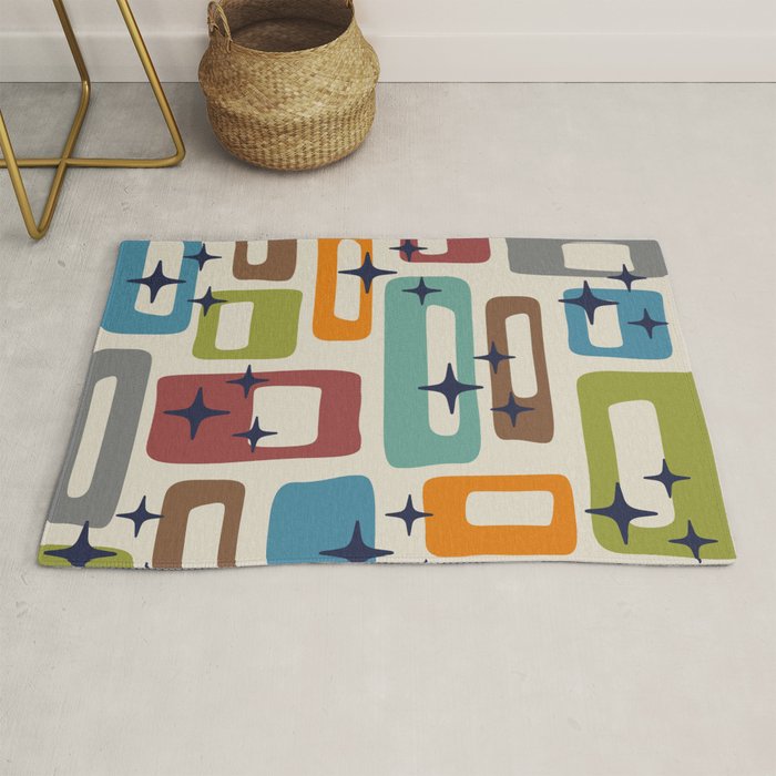 Retro Mid Century Modern Abstract Pattern 224 Atomic Googie Rug