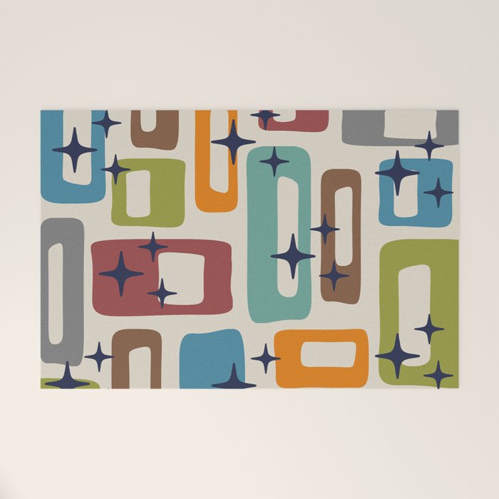 Retro Mid Century Modern Abstract Pattern 224 Atomic Googie Welcome Mat