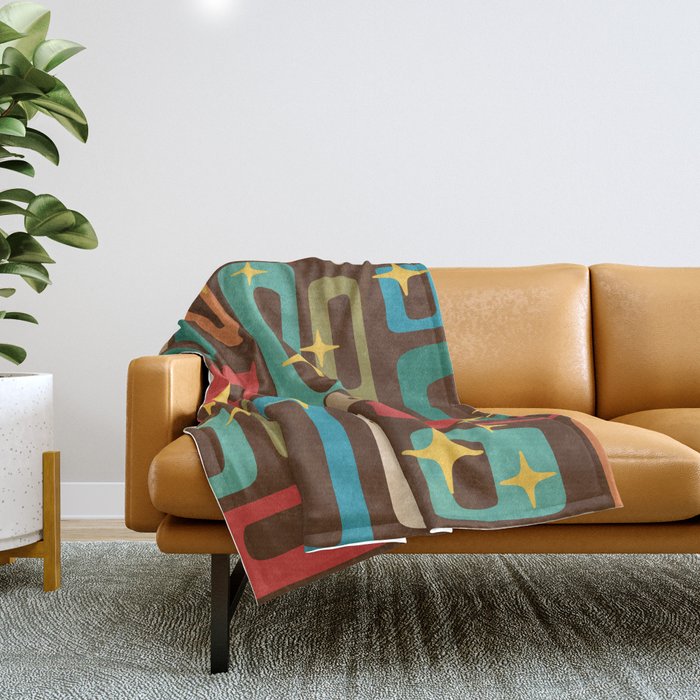 Retro Mid Century Modern Abstract Pattern 222 Throw Blanket