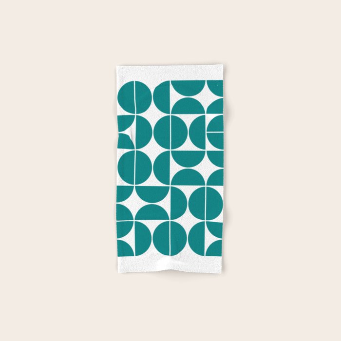 Mid Century Modern Geometric 04 Teal Bath Towel