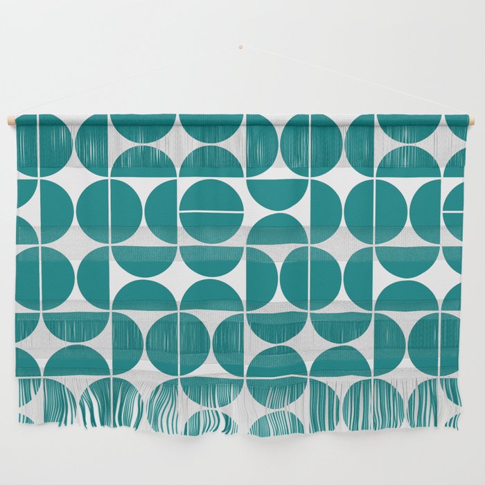 Mid Century Modern Geometric 04 Teal Wall Hanging