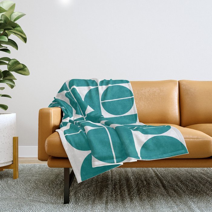 Mid Century Modern Geometric 04 Teal Throw Blanket