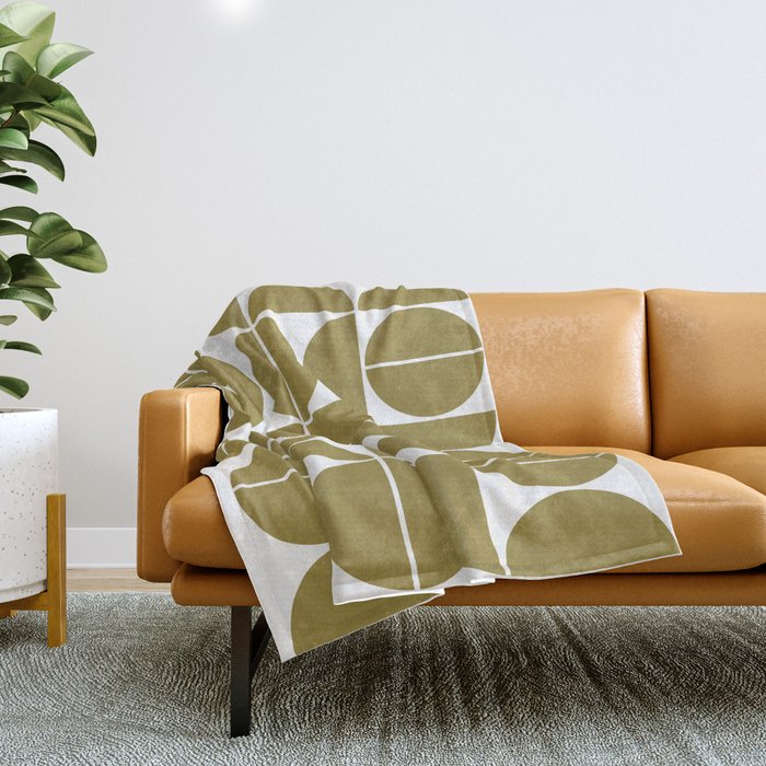 Mid Century Modern Geometric 04 Flat Gold Throw Blanket