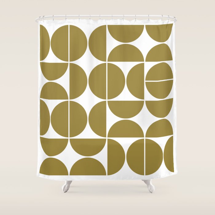 Mid Century Modern Geometric 04 Flat Gold Shower Curtain