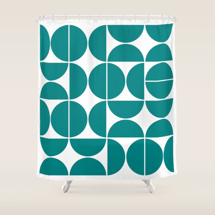 Mid Century Modern Geometric 04 Teal Shower Curtain