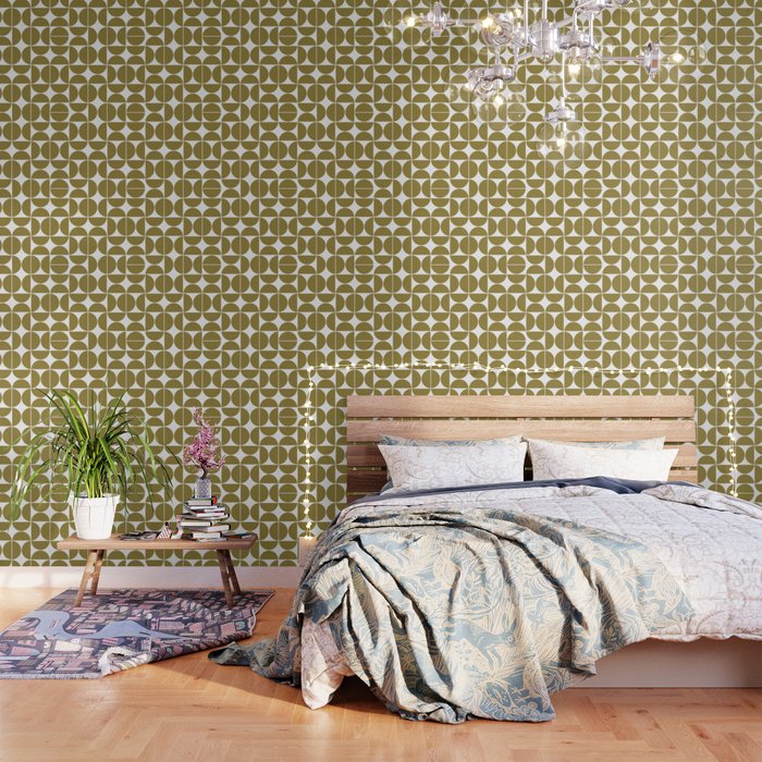 Mid Century Modern Geometric 04 Flat Gold Wallpaper