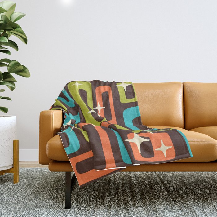 Retro Mid Century Modern Abstract Pattern 632 Throw Blanket