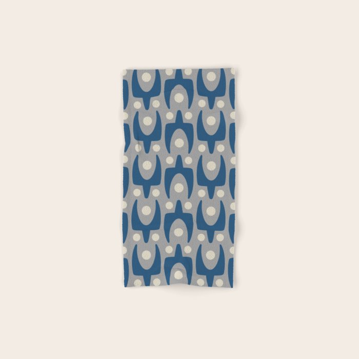 Mid Century Modern Abstract Pattern 147 Scandi Gray And Blue Bath Towel